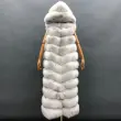 Winter long hooded fox vestColor:White