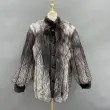 Mink placket men's warm real fur silver fox coatColor:Grey