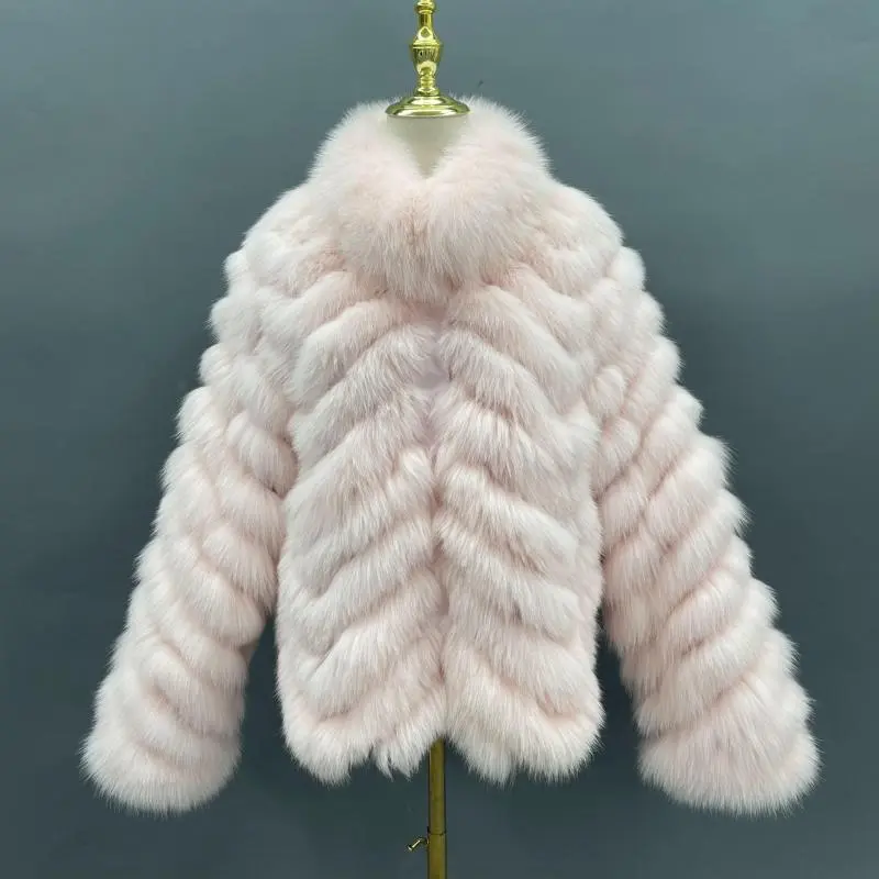 Winter women wear fox fur on both sidesColor:Pink