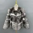 Luxury winter silver fox collar women's jacket jacketColor:Grey