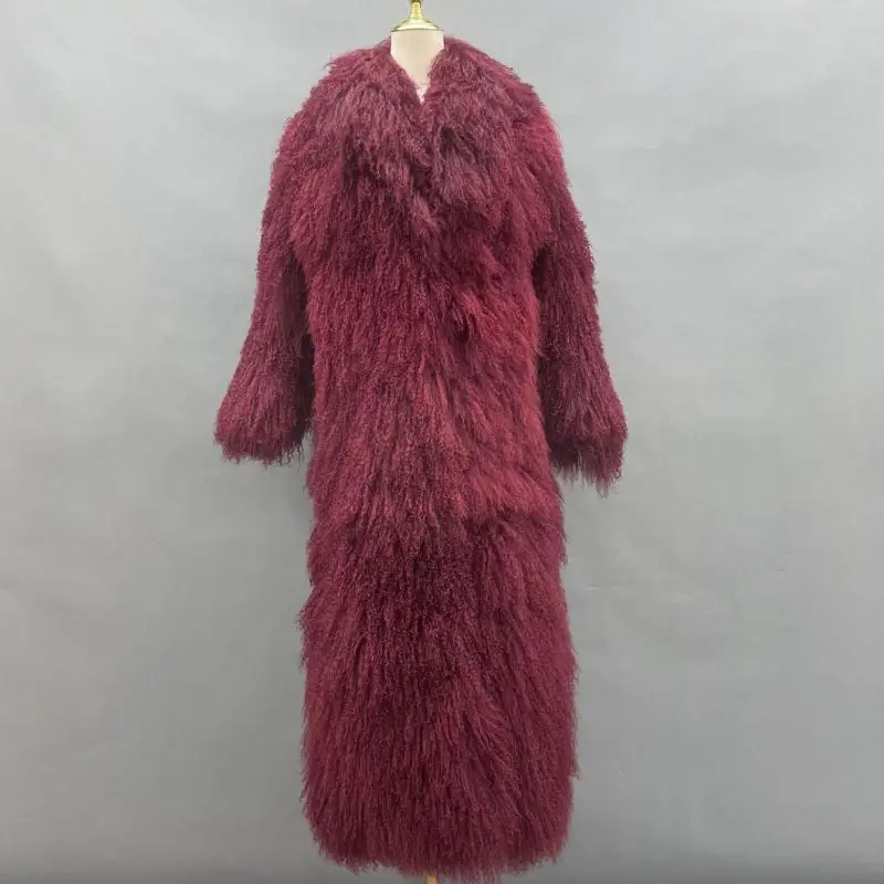 Unisex beach wool coat long coatColor:Kermesinus