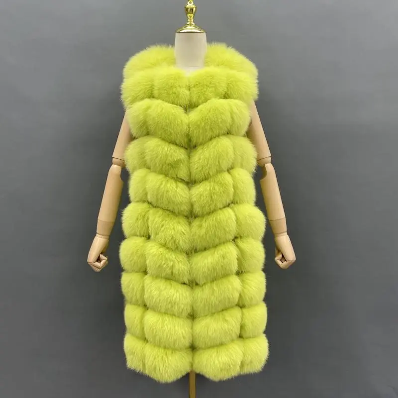 High quality warm sleeveless long women's vestColor:Yellow