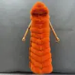 Solid color long real fox fur cape with capColor:Orange