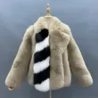 Thick leather jacket natural women's full fur winter fox fur coatColor:Brown