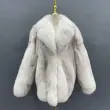 Winter solid color fluffy real fox fur coat for men and womenColor:White