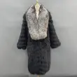 Big gray wolf fur collar luxury winter super natural raccoon fur coatColor:Black