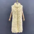Women's fashionable long style real fox fur vest with two sidesColor:Yellow