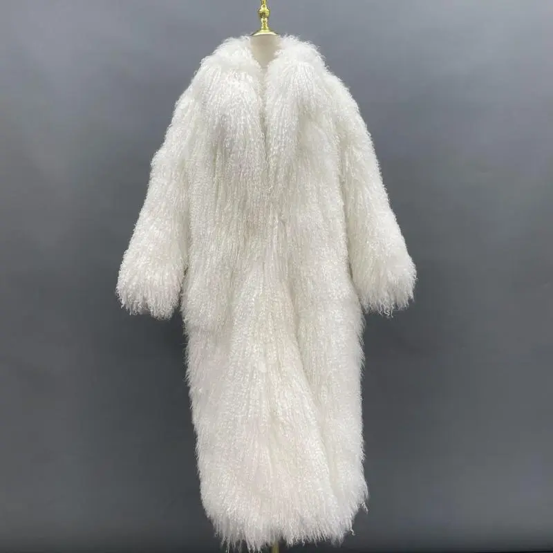 Unisex beach wool coat long coatColor:White