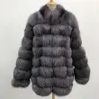 Real Fur Coats Genuine Long Fox Fur Collar Mens Winter CoatColor:Grey