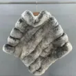 Newly designed women's real fox fur cloakColor:Grey