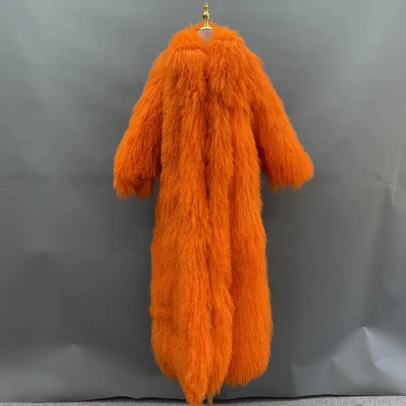 Unisex beach wool coat long coatColor:Orange