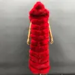 Winter long hooded fox vestColor:Red
