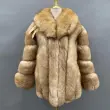 Winter bright color vertical fox fur coat for womenColor:Light brown