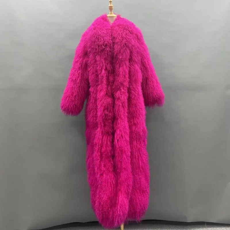Unisex beach wool coat long coatColor:Light pink
