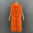Women's fashionable long style real fox fur vest with two sidesColor:Orange