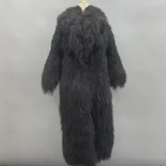 Unisex beach wool coat long coatColor:Black