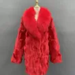 Men's real fox fur collar leather coatColor:Red