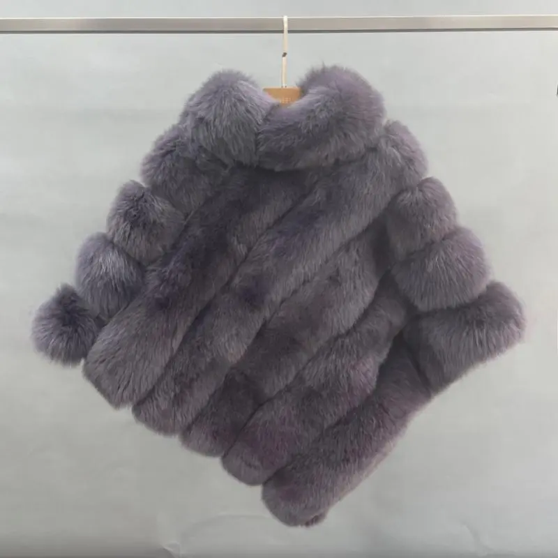 Real fox fur women's fashion shawlColor:Grey