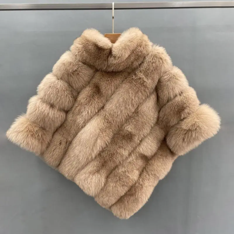 Real fox fur women's fashion shawlColor:Light brown