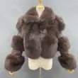 Women's lapel luxury fox jacket full fur solid color short styleColor:Brown