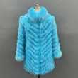 Women's long autumn and winter coat with fox fur on both sidesColor:Blue