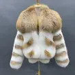 Women's luxury fluffy fox fur coat in winterColor:White