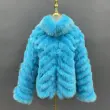 Winter women wear fox fur on both sidesColor:Blue