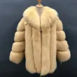 Winter bright color vertical fox fur coat for womenColor:Yellow