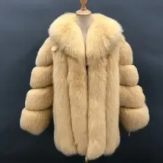 Winter bright color vertical fox fur coat for womenColor:Yellow