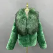 Women's short raccoon neck rabbit fur coatColor:Green