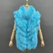 Luxury women's real fox fur double-sided collar detachable fashion vestColor:Blue