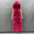 Winter long hooded fox vestColor:Pink