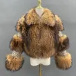 Warm Lady Luxury Fur Bomber Coat New Fashion Winter Real Raccoon Fur CoatsColor:Yellow