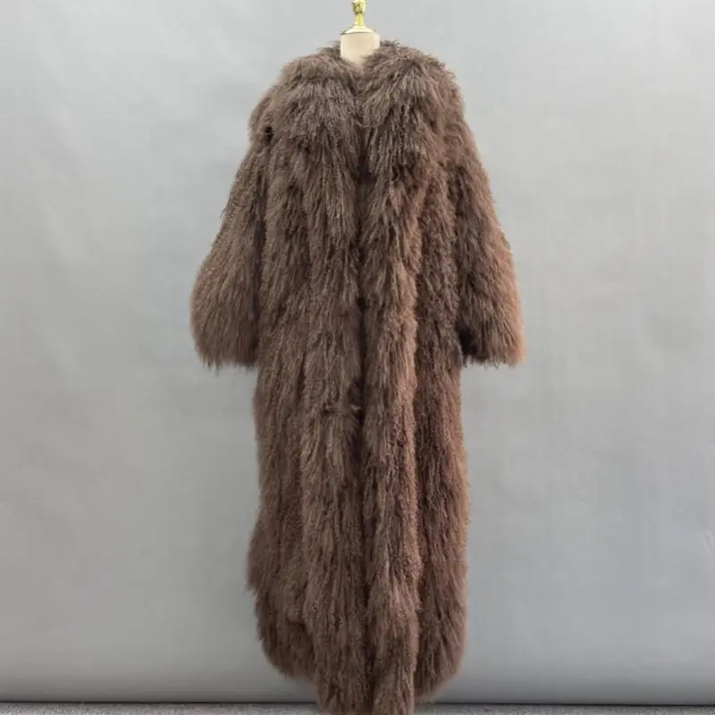 Unisex beach wool coat long coatColor:Brown