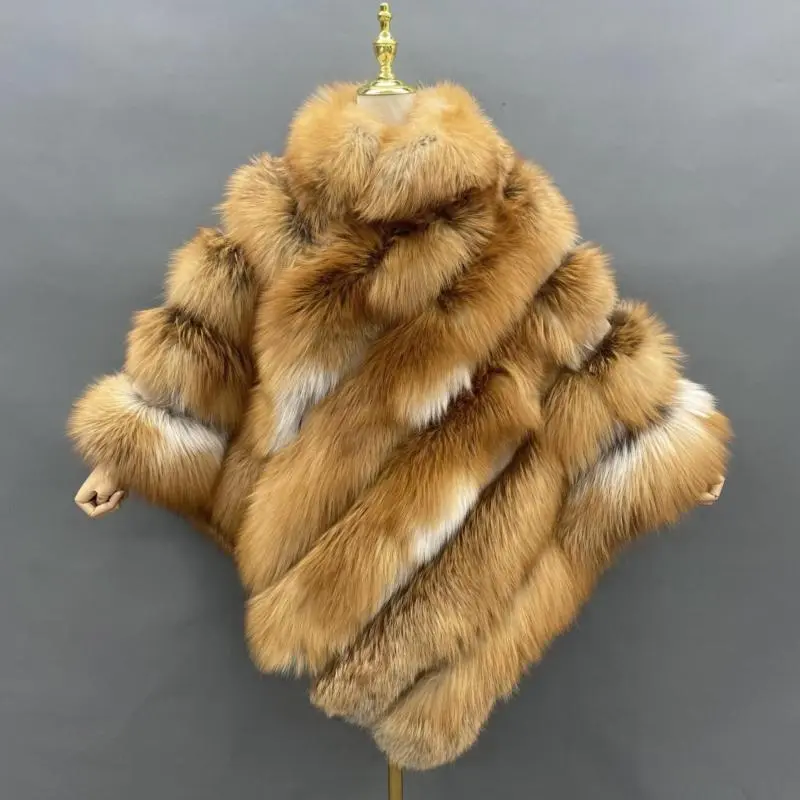 Autumn and winter real fox fur red fox cloakColor:Yellow