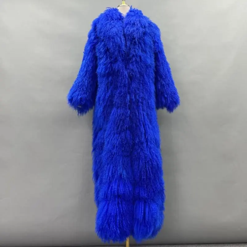 Unisex beach wool coat long coatColor:Blue