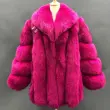 Winter bright color vertical fox fur coat for womenColor:Dark pink