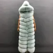 Solid color long real fox fur cape with capColor:Aqua