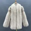 Men's and women's fashionable winter warm medium and long real fur coat natural fox fur jacketColor:White