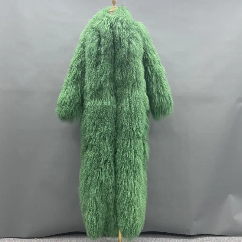 Unisex beach wool coat long coatColor:Green