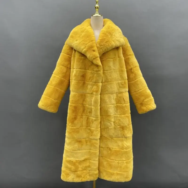 Classic design lapel men's real rabbit fur coatColor:Yellow