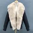 Fox fur collar leather women's coatColor:Beige