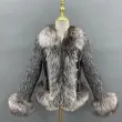 Girls Warm Fur Coat Outerwear Real Fox Fur Jacket Women Fur Coat WinterColor:Black