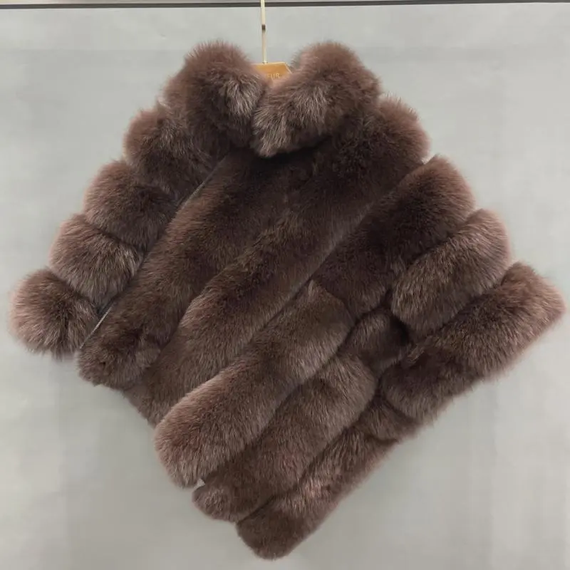 Real fox fur women's fashion shawlColor:Brown