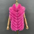 Luxury women's real fox fur double-sided collar detachable fashion vestColor:Dark pink
