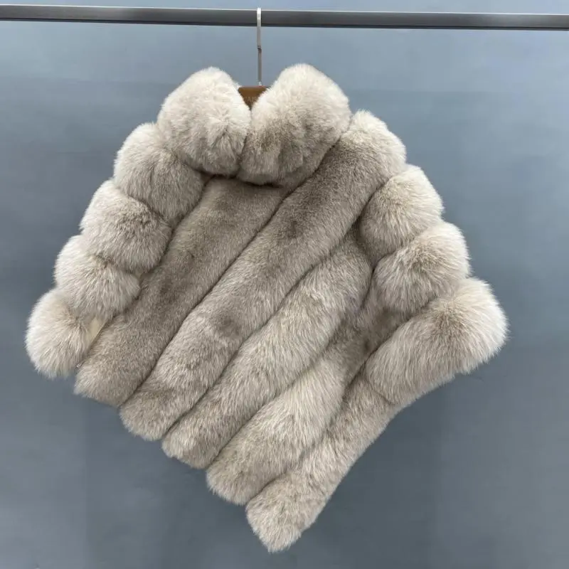 Real fox fur women's fashion shawlColor:Beige
