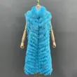 Women's fashionable long style real fox fur vest with two sidesColor:Blue