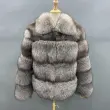 wholesale new design fashion women real fox fur jacket oem genuine fur coats for ladiesColor:Grey