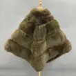 High quality women's luxury fox fur cloak loose genuine fox coatColor:Dark green
