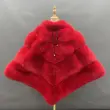 High quality women's luxury fox fur cloak loose genuine fox coatColor:Red